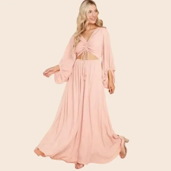 Aura the Label Peach Maxi Cutout Dress Size Small New With Tags - Picture 3 of 15